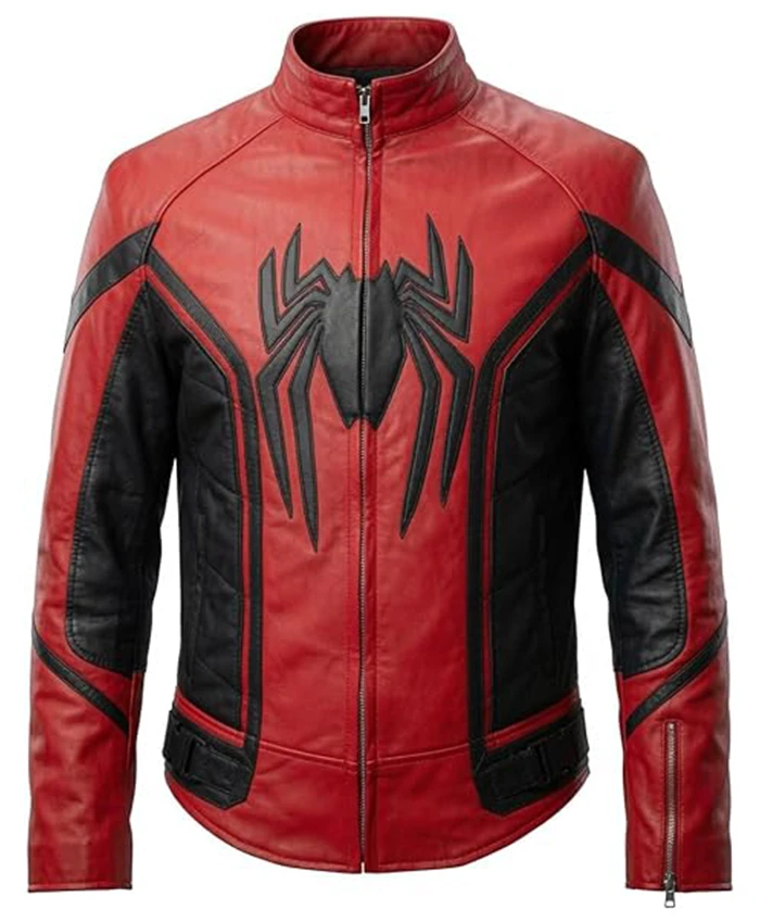 Spider Classic Men Web Red Leather Jacket Spider Classic Men Web Red Leather Jacket