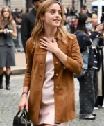 Spring Summer Emma Watson Brown Suede Jacket