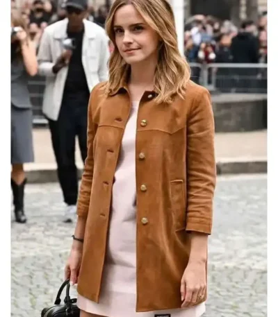 Spring Summer Emma Watson Brown Suede Jacket
