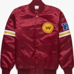 Starter Satin Washington Commanders Burgundy Bomber Jacket