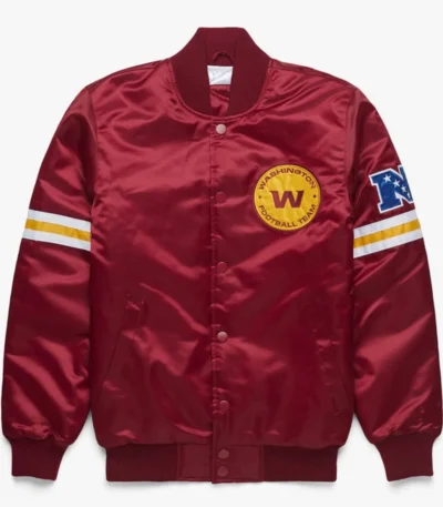 Starter Satin Washington Commanders Burgundy Bomber Jacket