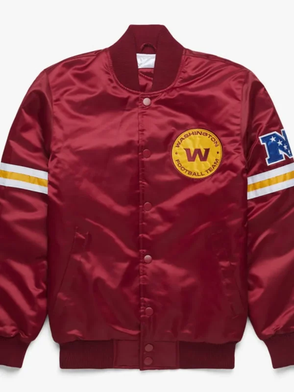 Starter Satin Washington Commanders Burgundy Bomber Jacket
