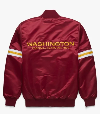 Starter Satin Washington Commanders Burgundy Bomber Jacket