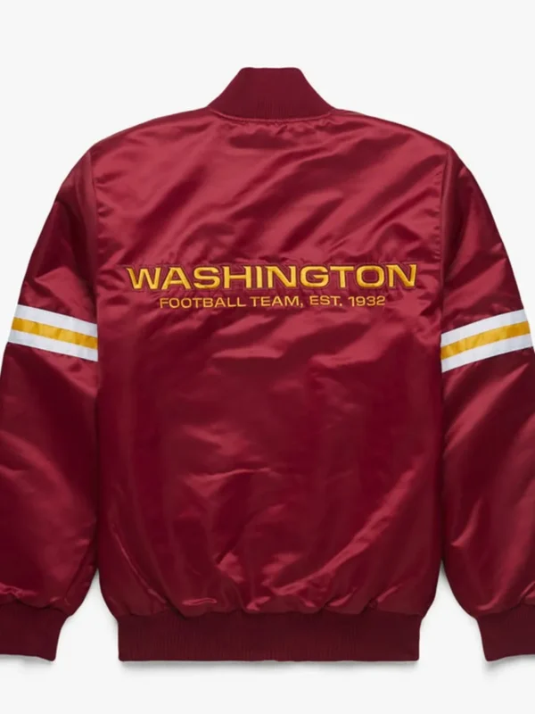 Starter Satin Washington Commanders Burgundy Bomber Jacket