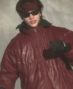 Stray Kids Hyunjin Maroon Leather Jacket