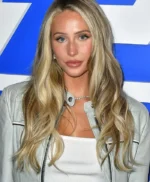 Super Bowl 2026 Alix Earle Leather Jacket