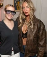Super Bowl LX Brunch 2026 Alix Earle Distressed Leather Jacket