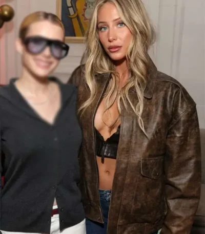 Super Bowl LX Brunch 2026 Alix Earle Distressed Leather Jacket