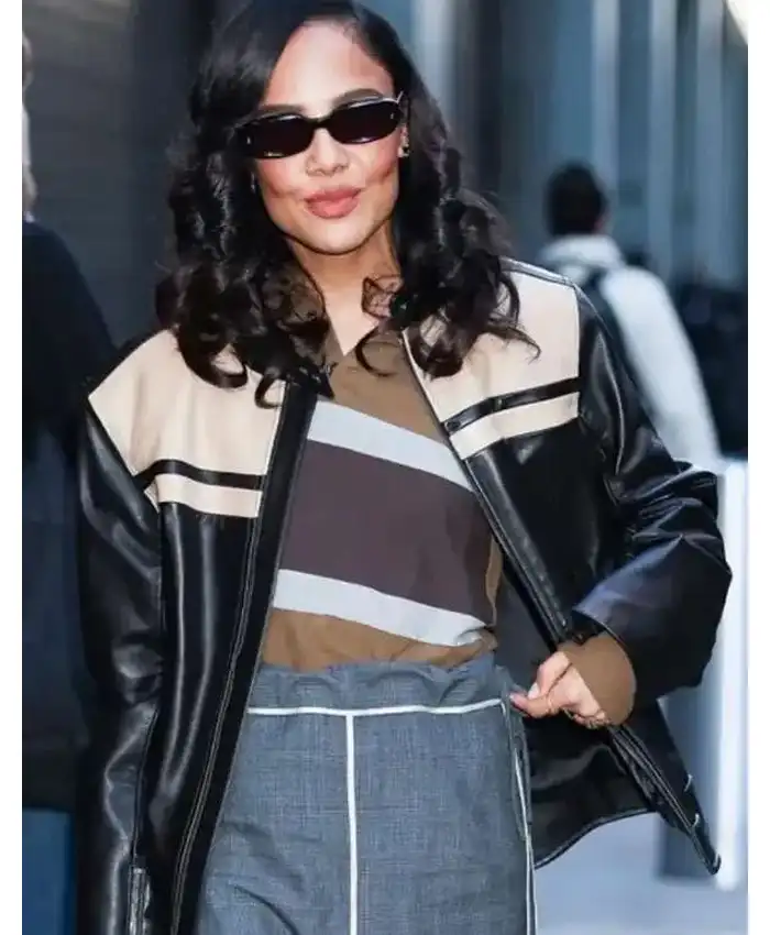 Tessa Thompson NYC 2025 Leather Jacket Tessa Thompson NYC 2025 Leather Jacket