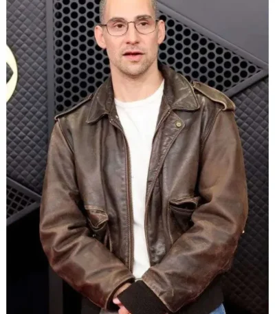 Grammy Awards Jack Antonoff Brown Leather Jacket