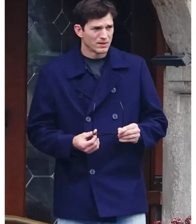The Beauty Ashton Kutcher Blue Peacoat