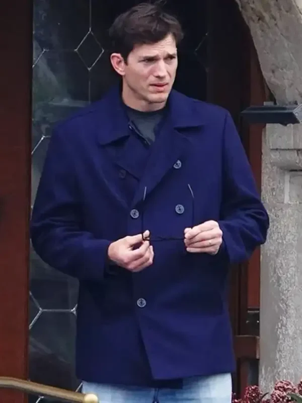 The Beauty Ashton Kutcher Blue Peacoat