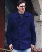 The Beauty Ashton Kutcher Blue Peacoat