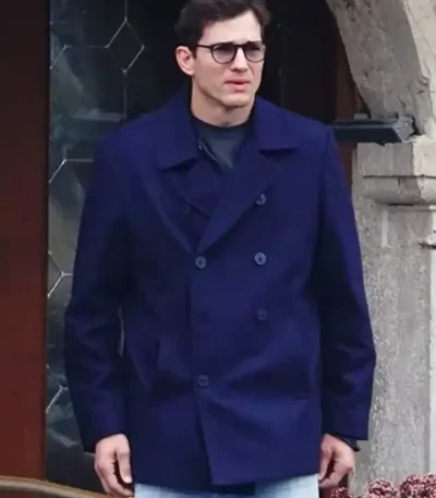 The Beauty Ashton Kutcher Blue Peacoat