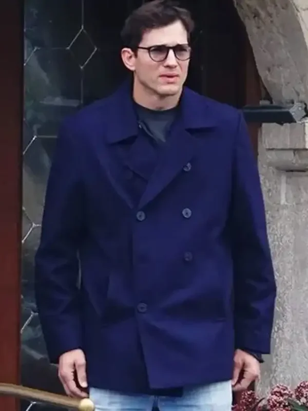 The Beauty Ashton Kutcher Blue Peacoat