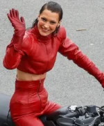 The Beauty Bella Hadid Cropped Red Jacket
