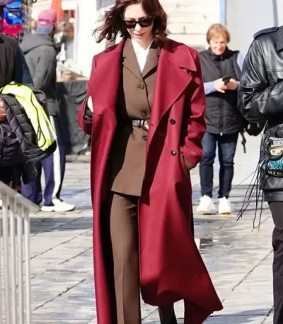 The Beauty Rebecca Hall Maroon Coat