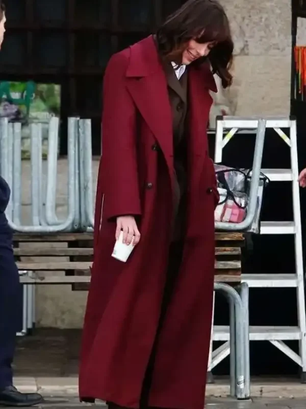 The Beauty Rebecca Hall Maroon Coat