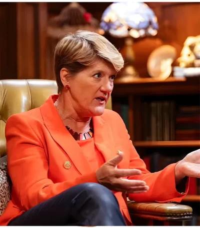 The Celebrity Traitors Clare Balding Orange Blazer