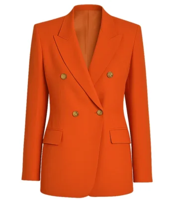 The Celebrity Traitors Clare Balding Orange Blazer