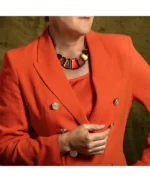 The Celebrity Traitors Clare Balding Orange Blazer