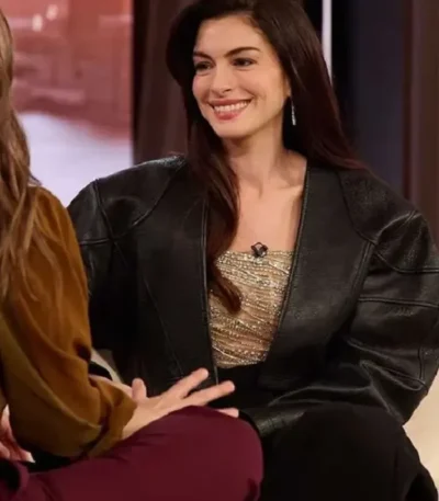 The Drew Barrymore Show Anne Hathaway Leather Jacket