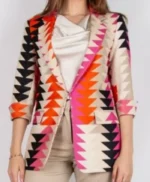 Prue Leith Triangle Print Blazer