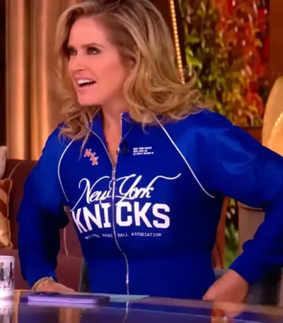 The View 2026 Sara Haines Satin Knicks Jacket
