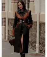 Tiffany Hsu Belted Paneled Leather Coat