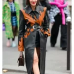 Tiffany Hsu Belted Paneled Leather Coat