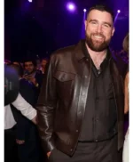 Travis Kelce Dark Brown Leather Jacket