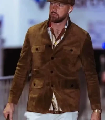 Travis Kelce Suede Military Jacket