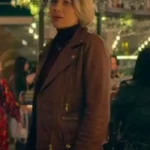 Trying S03 Karen Newman Brown Leather Jacket