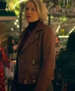 Trying S03 Karen Newman Brown Leather Jacket