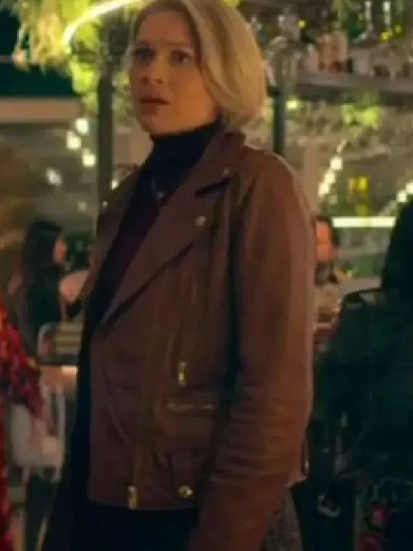 Trying S03 Karen Newman Brown Leather Jacket