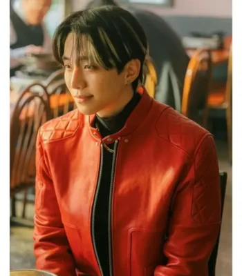 Typhoon Family Kang Tae-Pung Red Leather Jacket