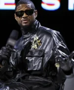 Usher Black Leather Coat