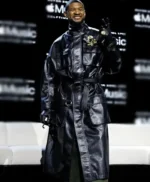 Usher Black Leather Coat
