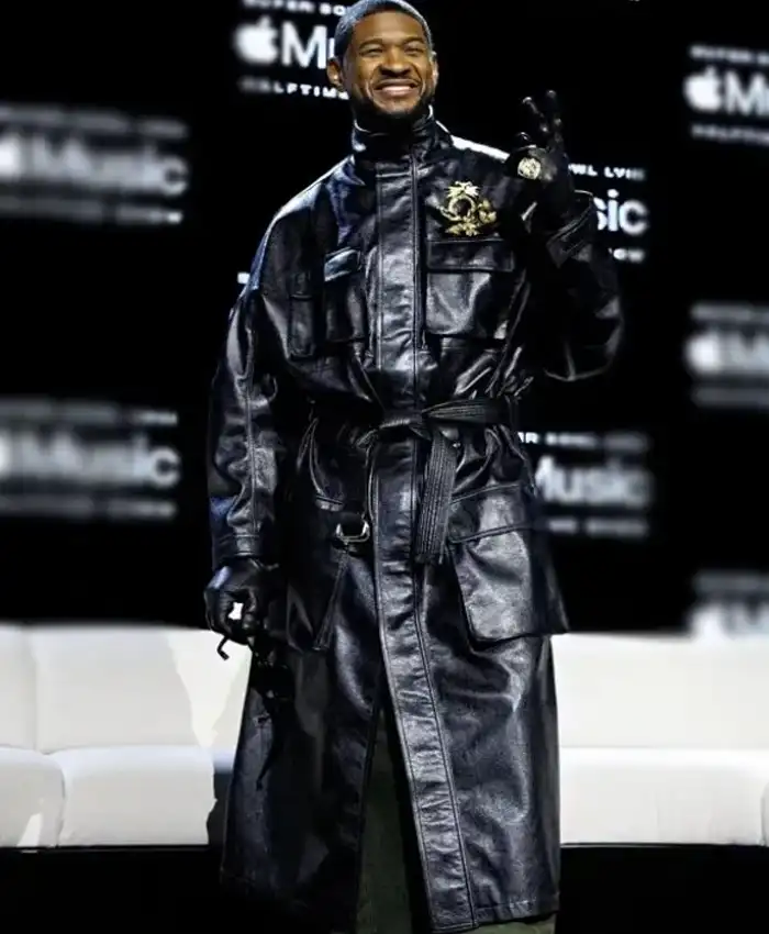 Usher Black Leather Coat Usher Black Leather Coat
