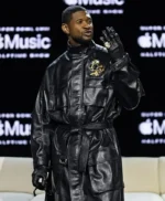 Usher Black Leather Coat