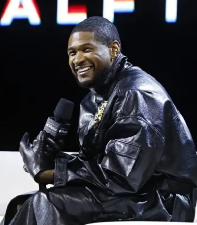 Usher Black Leather Coat