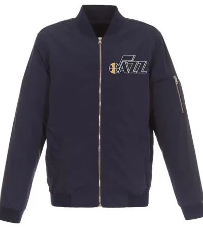 Utah Jazz Bomber Lightweight Navy Nylon Jacket