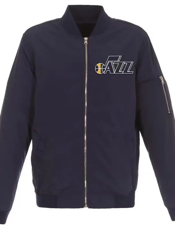Utah Jazz Bomber Lightweight Navy Nylon Jacket