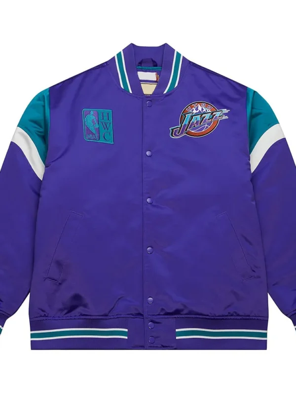 Utah Jazz Heavyweight Purple Satin Jacket
