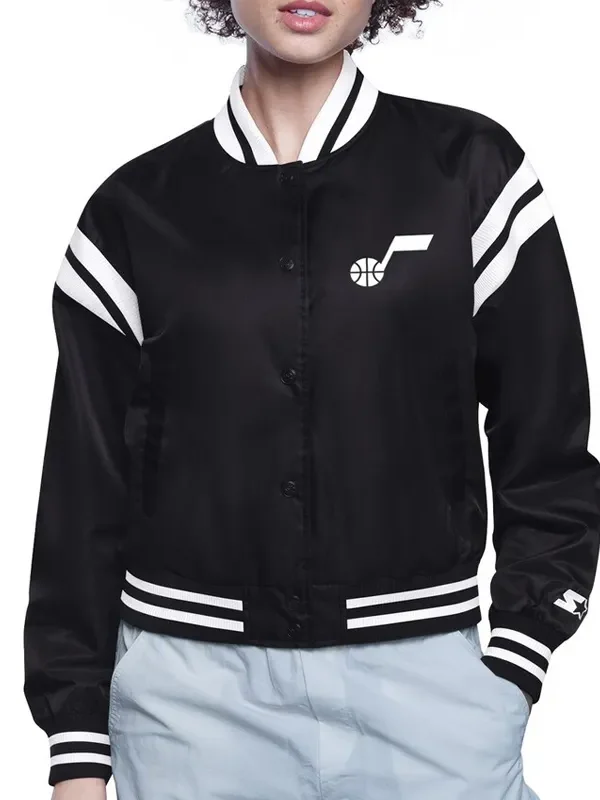Utah Jazz Printed Logo Varsity Satin Jacket