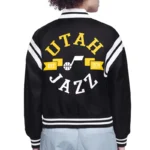 Utah Jazz Printed Logo Varsity Satin Jacket