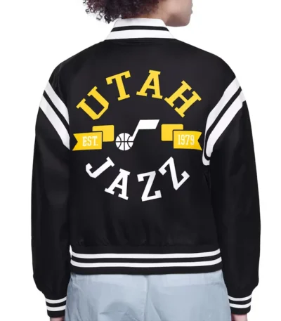 Utah Jazz Printed Logo Varsity Satin Jacket