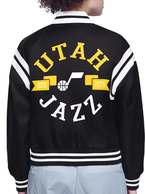 Utah Jazz Printed Logo Varsity Satin Jacket