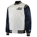 Utah Jazz Renegade Varsity White-Navy Satin Jacket