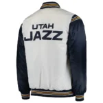 Utah Jazz Renegade Varsity White-Navy Satin Jacket